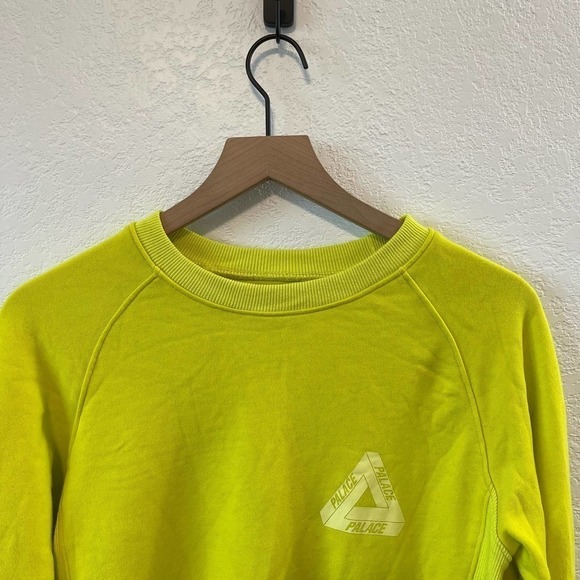 Palace Logo Slub Crew Neck Long Sleeve Pullover Sweatshirt Lime Green Small - Picture 3 of 12